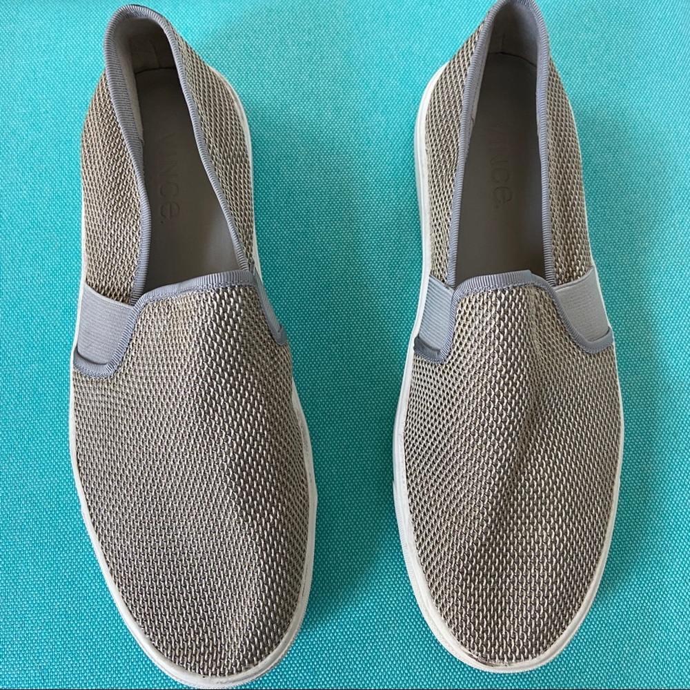 VINCE Blair Woven Slip-On Sneakers Mesh Oyster Natural/Grey